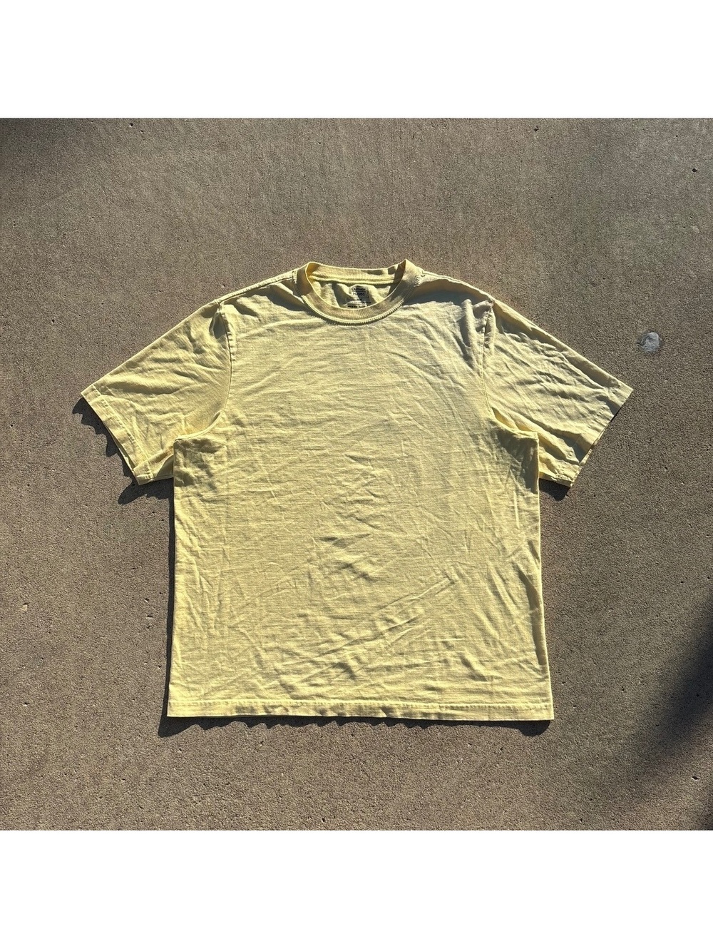 Vintage Yellow Super Sun Faded Blank Boxy Heavyweight Tshirt